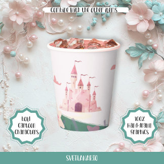 Soft Pink Dreamy Princess Burg Papiertasse Pappbecher