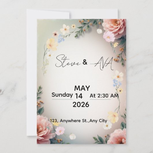 Soft Pink Elegant Wedding Invitation Einladung (Vorderseite)