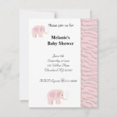 Soft Pink Elephant Baby Dusche Einladung (Vorderseite)