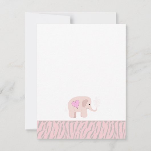 Soft Pink Elephant Baby Dusche Einladung (Rückseite)