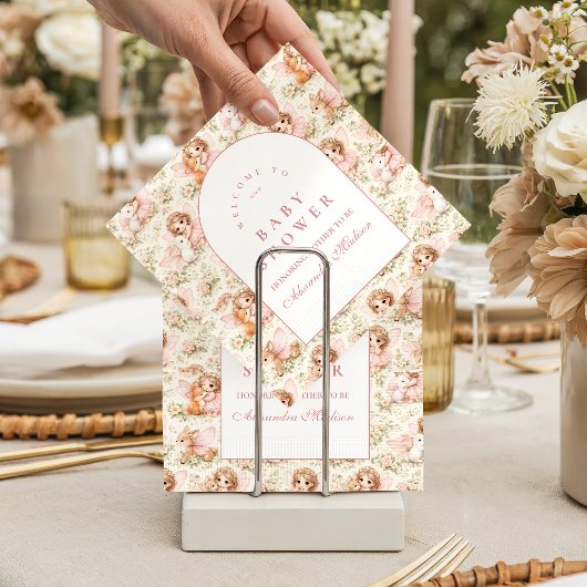 Soft Pink Fairy Baby Shower Serviette