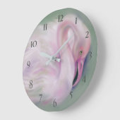 Soft Pink Flamingo Pastel Große Wanduhr (Winkel)