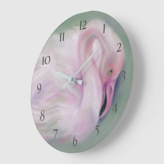 Soft Pink Flamingo Pastel Große Wanduhr (Winkel)