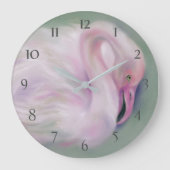 Soft Pink Flamingo Pastel Große Wanduhr (Vorderseite)