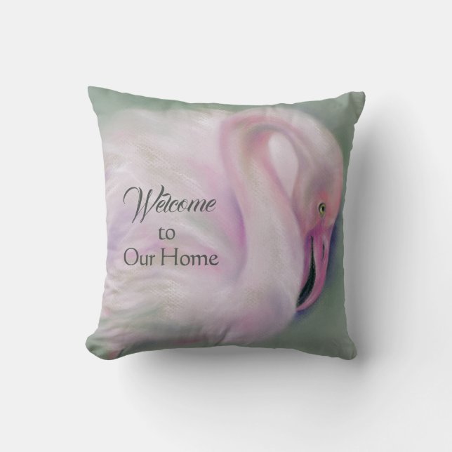 Soft Pink Flamingo Pastel Personalisiert Empfang Kissen (Vorderseite)