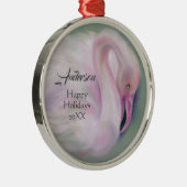 Soft Pink Flamingo Pastel Personalisiert Ornament Aus Metall (Rechts)