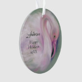 Soft Pink Flamingo Pastel Personalisiert Urlaub Ornament (Vorderseite)