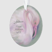 Soft Pink Flamingo Pastel Personalisiert Urlaub Ornament (Vorderseite)