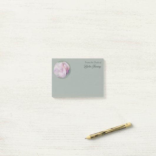 Soft Pink Flamingo Personalisiert Post-it Klebezettel (Auf Schreibtisch)