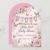 Soft Pink Floral Baby Dusche Einladung für Mädchen (Vorne/Hinten)