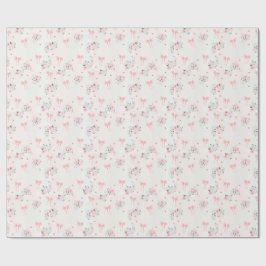 Soft Pink Floral & Bow Pattern – Cute Romantic  Geschenkpapier