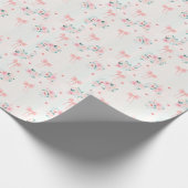 Soft Pink Floral & Bow Pattern – Cute Romantic Geschenkpapier (Ecke)
