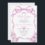 Soft Pink Floral Bow Ribbon Silver Girl Mis Quince Einladung<br><div class="desc">EDITABLE Soft Pink Floral Bow Ribbon Silver Crown Girl Mis Stille Einladung Elegant Quinceañera Soft Pink Blütenprinzessin Geburtstagseinladung Silver Crown Mis Quince 15 Anos,  16. Geburtstagsparty</div>