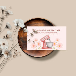 Soft Pink Floral Cake Bäckerei Visitenkarte