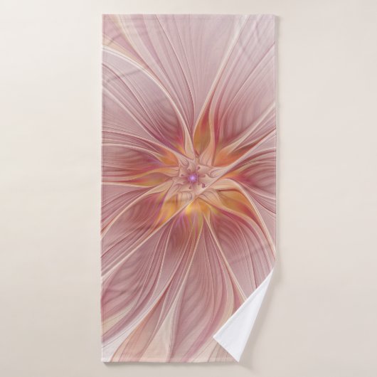Soft Pink Floral Dream Abstraktes Fraktal Kunst Bl Badehandtuch (Badehandtuch)
