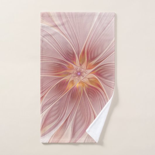 Soft Pink Floral Dream Abstraktes Fraktal Kunst Bl Badhandtuch Set (Handtuch)