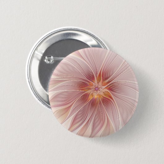 Soft Pink Floral Dream Abstraktes Fraktal Kunst Bl Button (Vorne & Hinten)