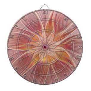 Soft Pink Floral Dream Abstraktes Fraktal Kunst Bl Dartscheibe