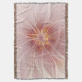Soft Pink Floral Dream Abstraktes Fraktal Kunst Bl Decke (Vorderseite Vertikal)