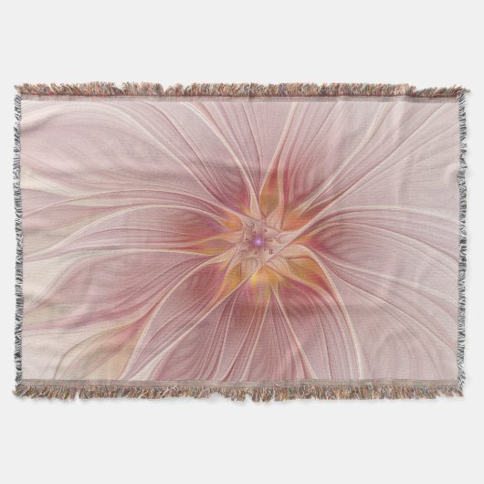Soft Pink Floral Dream Abstraktes Fraktal Kunst Bl Decke (Vorderseite)