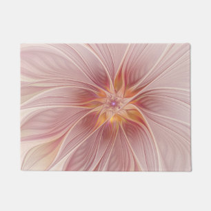 Soft Pink Floral Dream Abstraktes Fraktal Kunst Bl Fußmatte