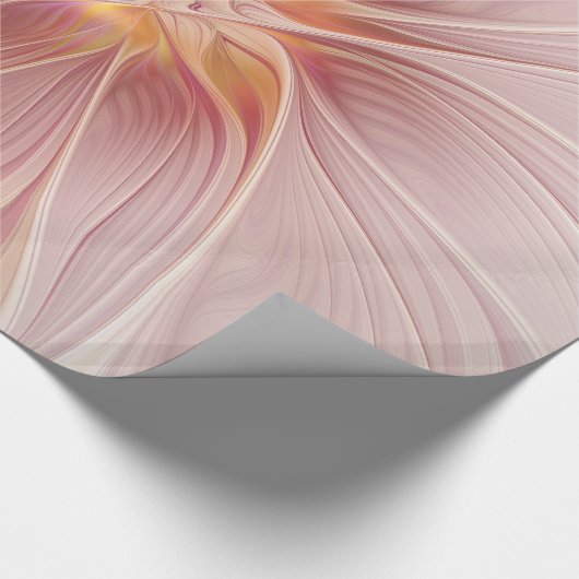 Soft Pink Floral Dream Abstraktes Fraktal Kunst Bl Geschenkpapier (Ecke)