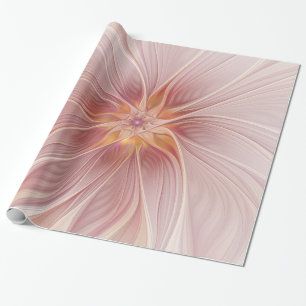 Soft Pink Floral Dream Abstraktes Fraktal Kunst Bl Geschenkpapier