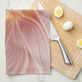 Soft Pink Floral Dream Abstraktes Fraktal Kunst Bl Geschirrtuch (Viertel Falte)