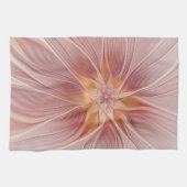 Soft Pink Floral Dream Abstraktes Fraktal Kunst Bl Geschirrtuch (Horizontal)
