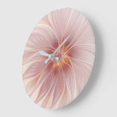Soft Pink Floral Dream Abstraktes Fraktal Kunst Bl Große Wanduhr (Winkel)