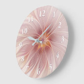 Soft Pink Floral Dream Abstraktes Fraktal Kunst Bl Große Wanduhr (Winkel)