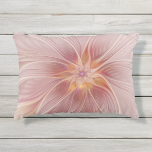 Soft Pink Floral Dream Abstraktes Fraktal Kunst Bl Kissen Für Draußen