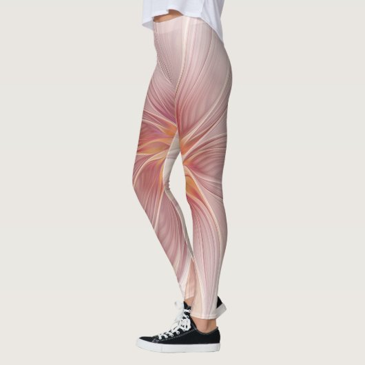 Soft Pink Floral Dream Abstraktes Fraktal Kunst Bl Leggings (Links)