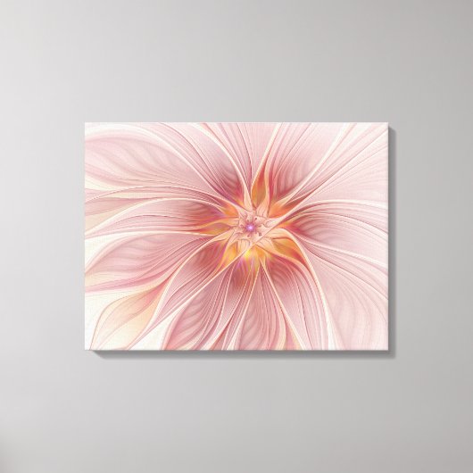 Soft Pink Floral Dream Abstraktes Fraktal Kunst Bl Leinwanddruck (Vorderseite)