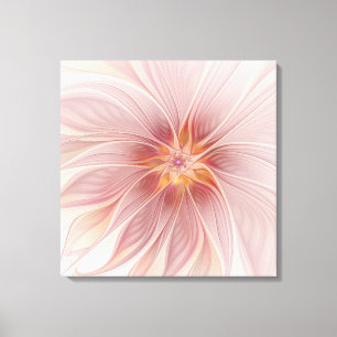 Soft Pink Floral Dream Abstraktes Fraktal Kunst Bl Leinwanddruck