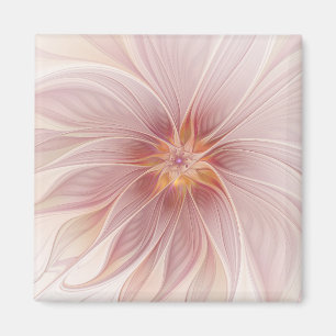 Soft Pink Floral Dream Abstraktes Fraktal Kunst Bl Magnet