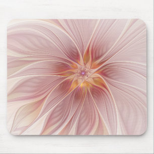Soft Pink Floral Dream Abstraktes Fraktal Kunst Bl Mousepad