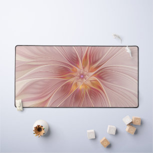 Soft Pink Floral Dream Abstraktes Fraktal Kunst Bl Schreibtischunterlage