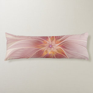 Soft Pink Floral Dream Abstraktes Fraktal Kunst Bl Seitenschläferkissen