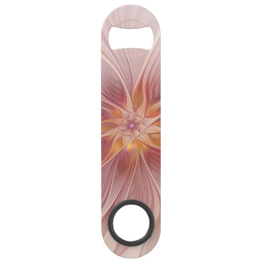 Soft Pink Floral Dream Abstraktes Fraktal Kunst Bl Speed Flaschenöffner (Vorderseite)