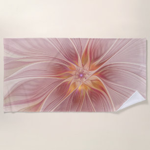Soft Pink Floral Dream Abstraktes Fraktal Kunst Bl Strandtuch
