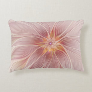 Soft Pink Floral Dream Abstraktes Fraktal Kunst Bl Zierkissen