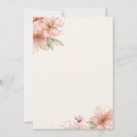 Soft Pink Floral Elegantes Script-Brautparty Einladung (Rückseite)