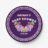 Soft Pink Floral Girl Babydusche Pappteller (Vorderseite)