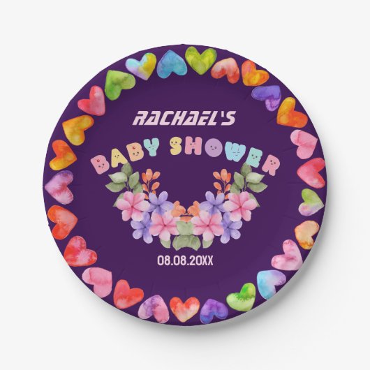 Soft Pink Floral Girl Babydusche Pappteller (Vorderseite)