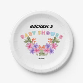 Soft Pink Floral Girl Babydusche Pappteller