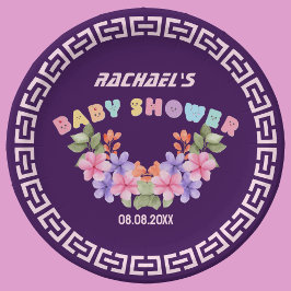 Soft Pink Floral Girl Babydusche Pappteller