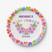 Soft Pink Floral Girl Babydusche Pappteller (Vorderseite)