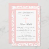 Soft Pink Floral Paisley Erste Kommune Einladung (Vorne/Hinten)