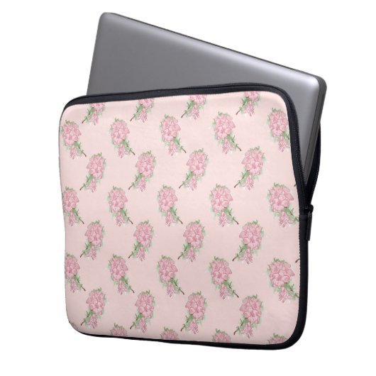 Soft Pink Floral Pattern | Romantic Flower Laptopschutzhülle (Vorderseite Links)